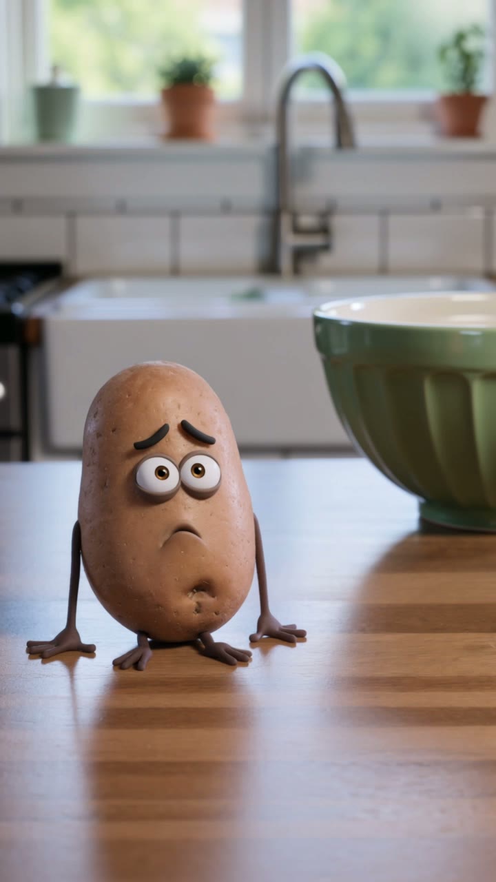 create funny video of potato and tomato